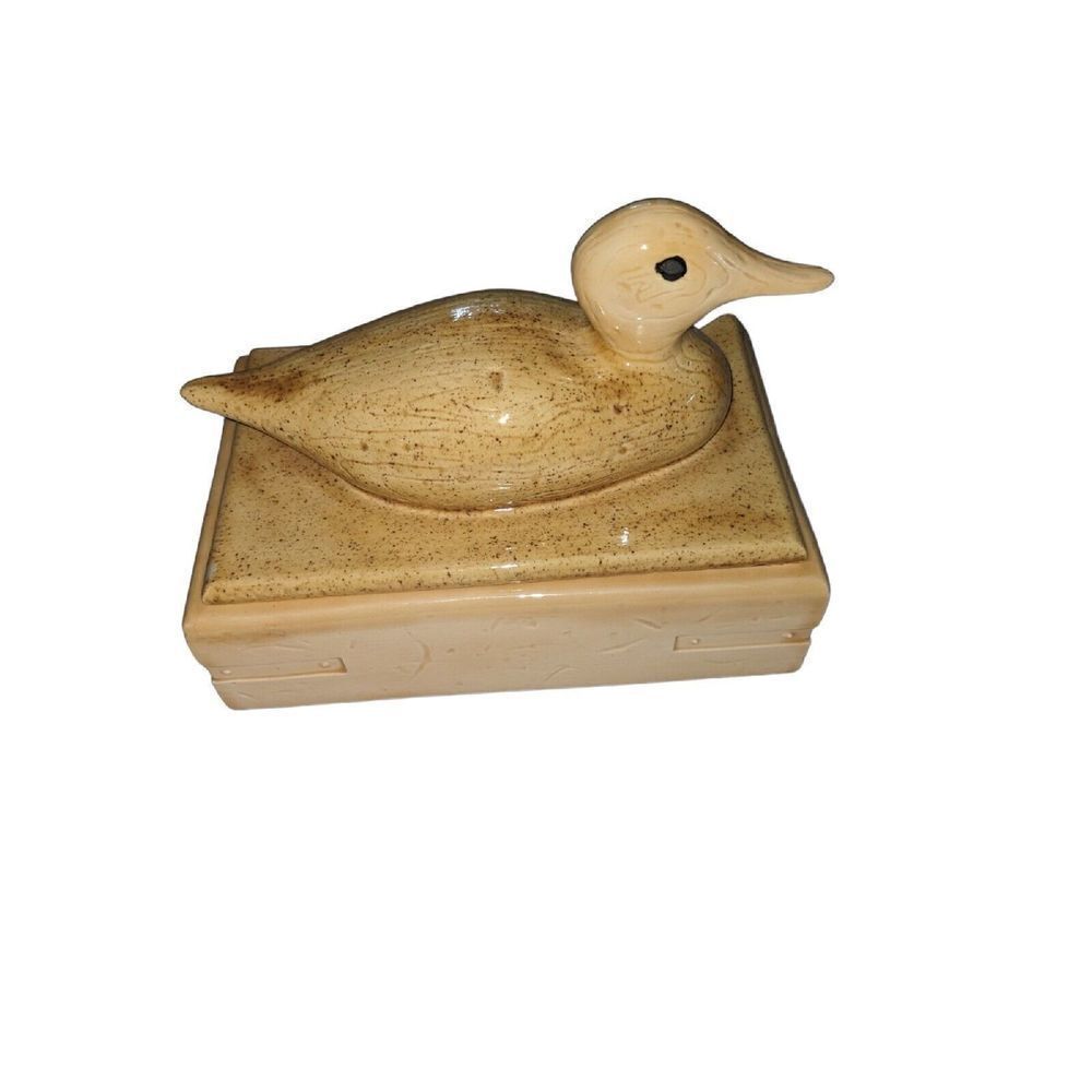 Vintage Duncan Enterprises 1978 Duck Decoy Box Hand Ceramic 6.5 X 5”